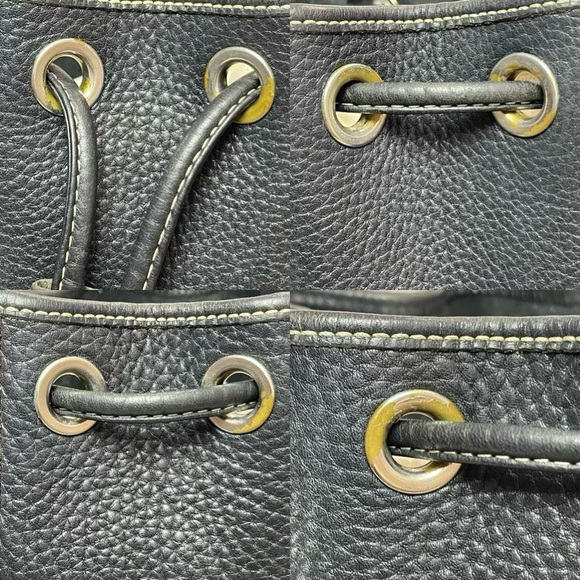 Vintage 90s Dooney & Bourke black pebbled leather drawstring bucket purse - Picture 13 of 14